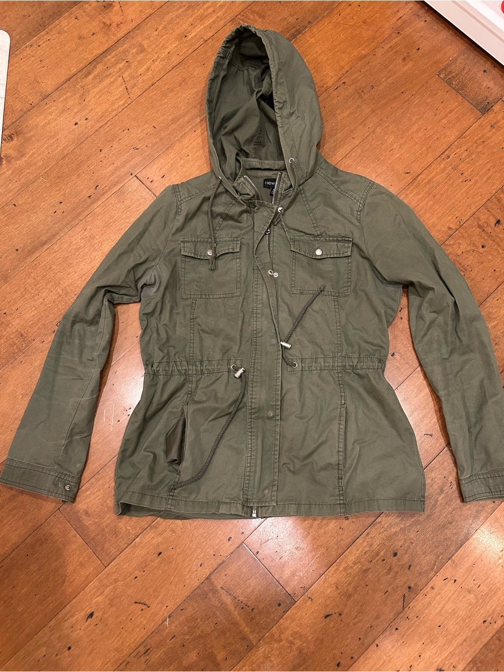 New Look olive green hooded jacket size medium ladies